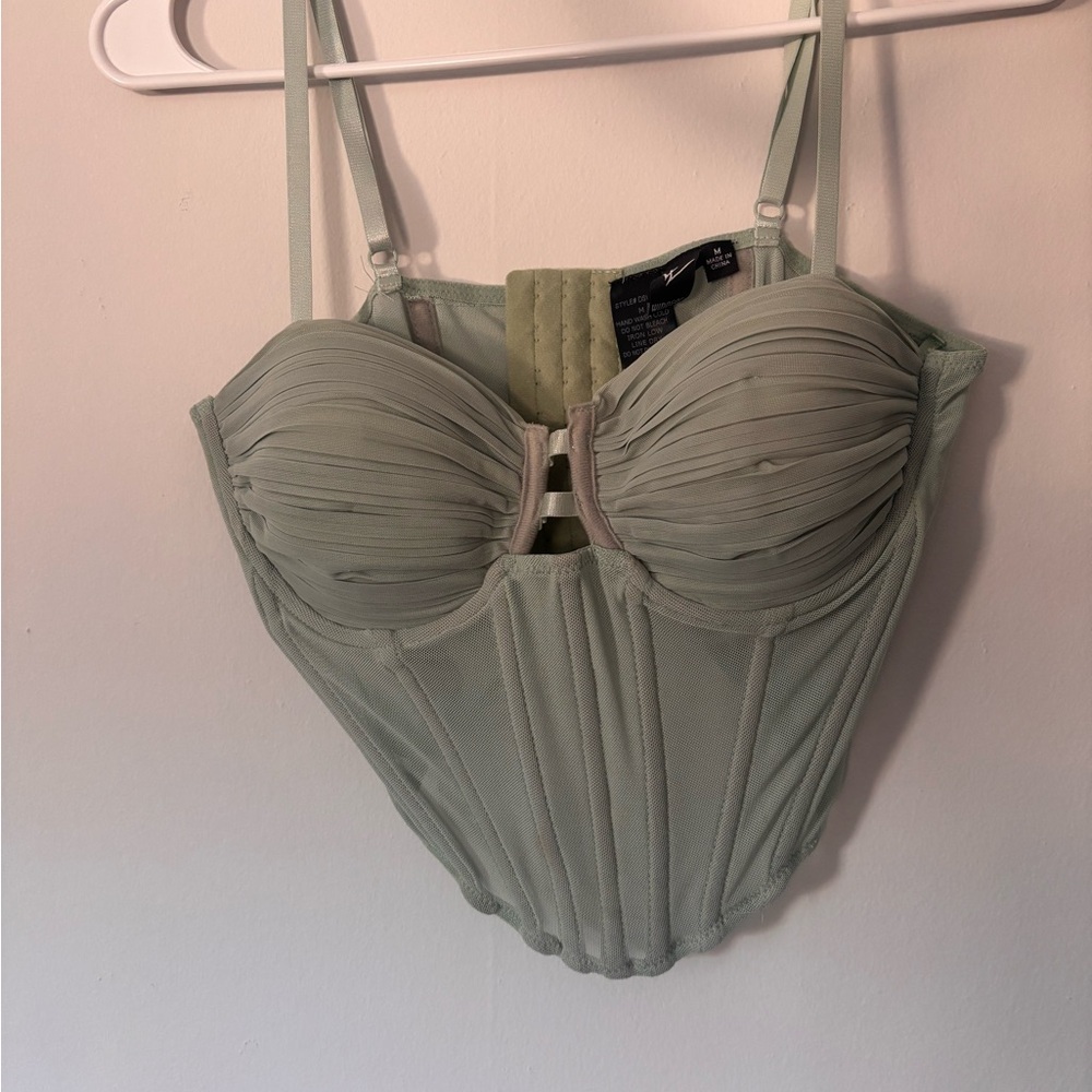 Green Satin Bra with Sweetheart Neckline and Adjustable Straps
